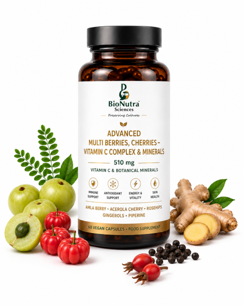 Advanced | Amla | Multi Berries, Cherries – Vitamin C Complex & Minerals – 60 vegan capsules-510mg