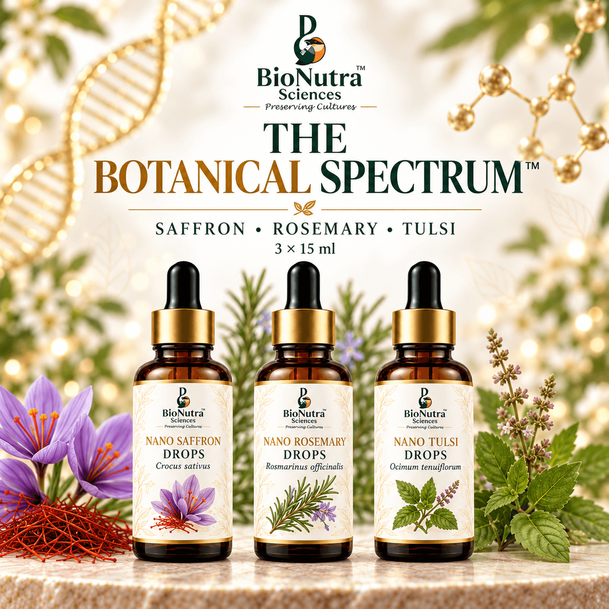 Nano Saffron, Rosemary & Tulsi (Holy Basil) Drops bottle image