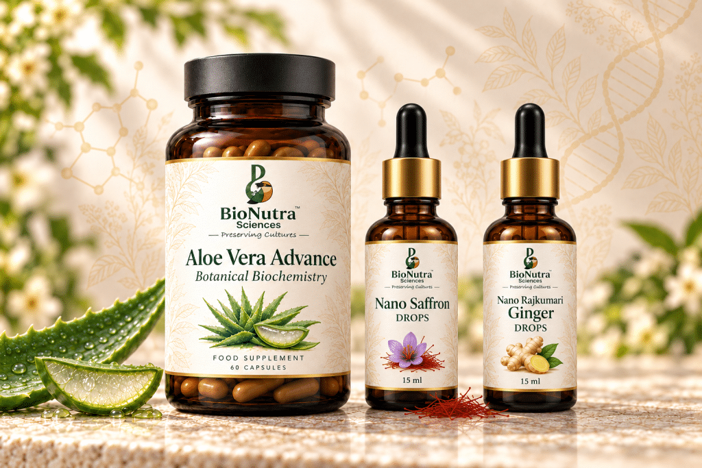 Botanical Matrix™ – Advanced Aloe Vera Capsules with Nano Saffron & Ginger Drops | 60 Capsules + 2 × 15 ml image