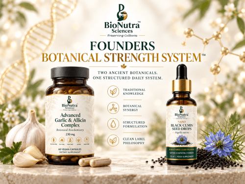 BioNutra Sciences Founders Botanical Strength System with Garlic & Allicin Complex and Nano Black Cumin Seed Drops